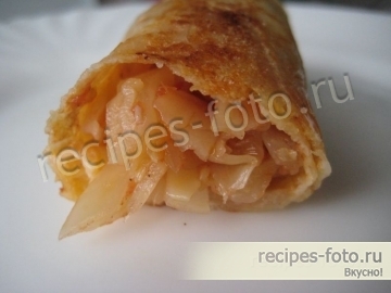 Блины на кефире с капустой