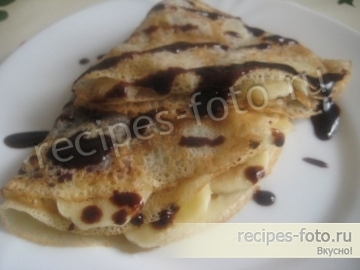 Блины с бананом и шоколадом