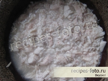 Блины с курицей, грибами и сыром