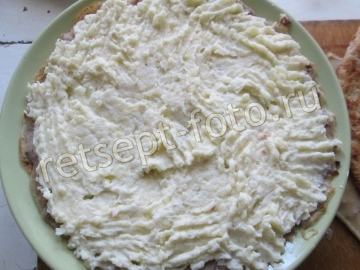 Блинный торт с мясом и картошкой