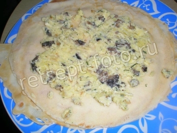 Блины на пиве с грибами и картошкой
