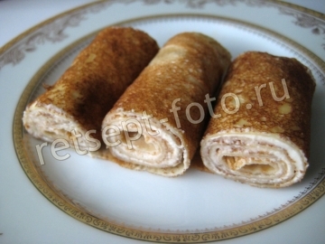 Блины с икрой минтая и плавленым сыром