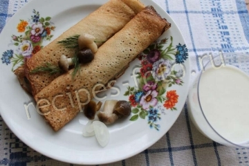 Блины с капустой и грибами на кефире
