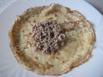 Блины с мясом на кефире