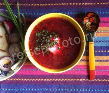 Борщ с фасолью без капусты и картошки