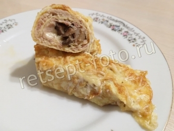 Бризоль с куриным фаршем, грибами и сыром
