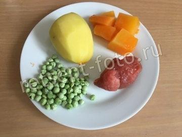Детское пюре из телятины с овощами детям от 1 года