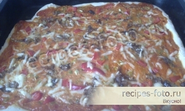 Домашняя пицца с курицей и сыром