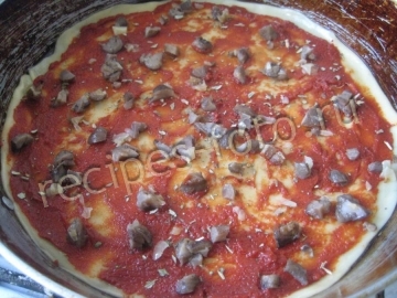 Гавайская пицца с ананасами, курицей и грибами