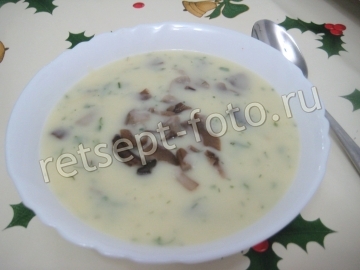 Грибной суп-пюре с опятами и плавленым сыром