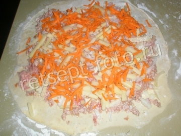 Ханум с мясом, картошкой и морковью. Тесто с яйцом