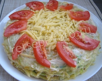 Кабачковый торт с грибами и сыром