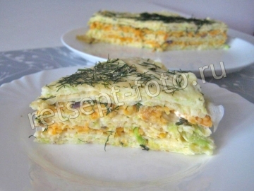 Кабачковый торт с морковью и луком