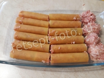 Каннеллоне с курицей и грибами в томатном соусе
