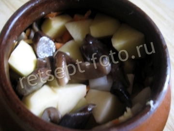Картошка с грибами и сметаной в горшочках
