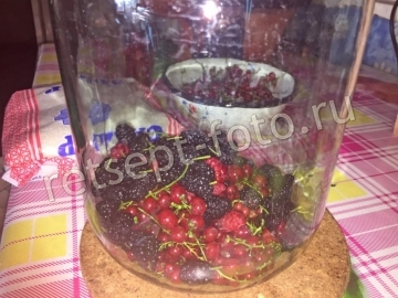 Компот ассорти из ягод на зиму (шелковица, красная и черная смородина, малина)