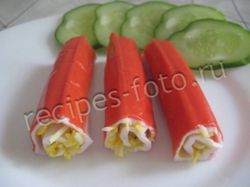 Крабовые палочки фаршированные сыром и яйцом на праздник
