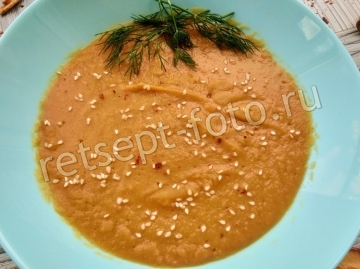 Крем-суп из красной чечевицы без мяса