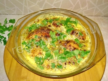 Курица чкмерули в духовке по-грузински