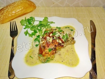 Курица чкмерули в духовке по-грузински