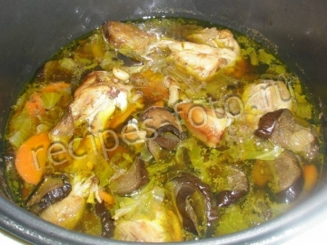 Курица с баклажанами и капустой в мультиварке