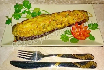 Лодочки из баклажанов фаршированные курицей и сыром