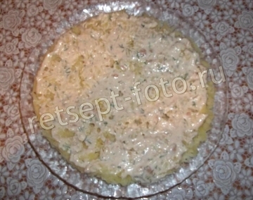 Новогодний салат "Снеговики" с копченой курицей