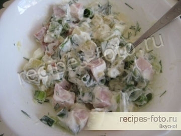 Окрошка классическая с колбасой и лимонной кислотой