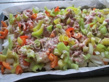 Овощи запеченные с фаршем