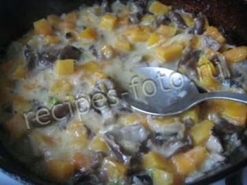 Паста с тыквой и грибами