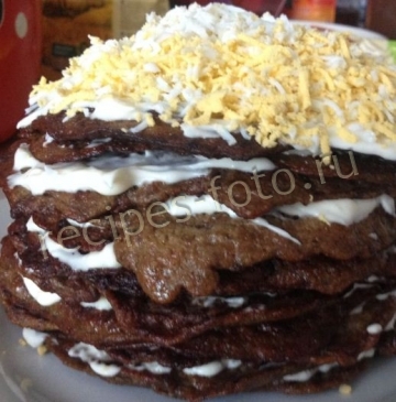 Печеночный торт из свиной печени