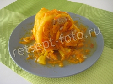 Перец фаршированный фаршем без томата и сметаны