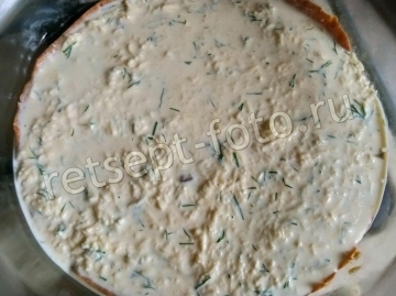 Песочный пирог с грибами и заливкой
