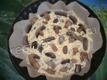 Пирог на кефире с курицей, грибами и сыром в духовке