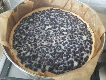 Пирог с черникой и сметанной заливкой