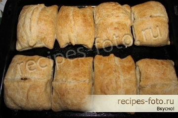 Пироги из слоеного теста с мясом и картошкой