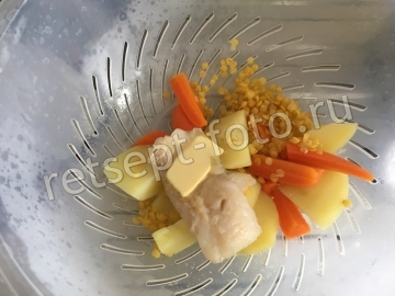 Пюре из хека, чечевицы, моркови и картофеля детям до 1 года