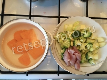 Пюре из индейки с бататом и овощами для ребенка до 1 года