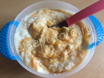 Пюре из куриного филе, риса, кабачка и батата детям до 1 года