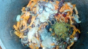 Плов с куриными сердечками