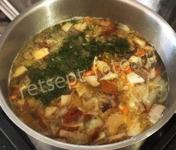 Постные щи с белыми грибами и квашеной белокочанной капустой