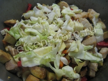 Рагу с мясом, баклажанами и капустой