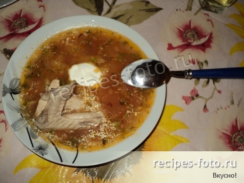 Рассольник с курицей и с рисом