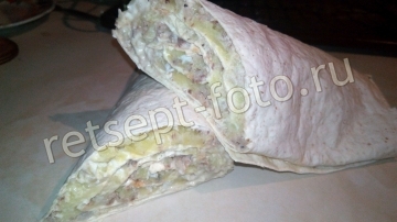 Рулет из лаваша с сардиной и картошкой