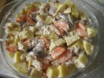 Рыба с картошкой в духовке без сыра
