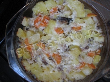 Рыба с картошкой в духовке без сыра