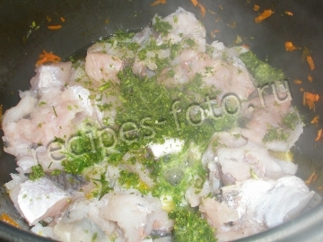 Рыба с овощами и фасолью (рыбное рагу из хека)