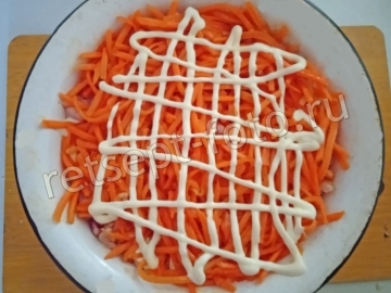 Салат "Грибная поляна" с жареными грибами и копченой курицей