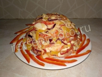 Салат "Коралловый риф" с крабовыми палочками