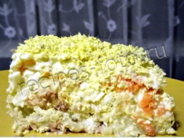 Салат "Мимоза" с тунцом и мясом криля